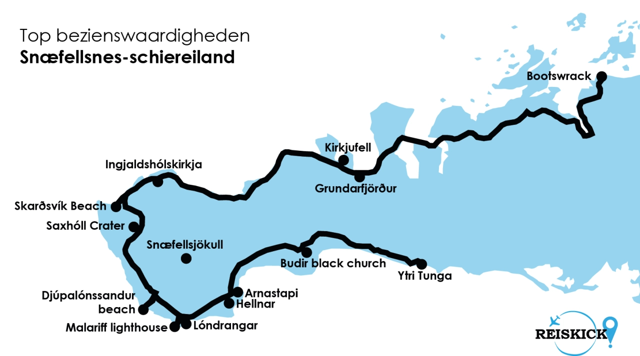 Kaart Snæfellsnes-schiereiland top bestemmingen Reiskick@3x