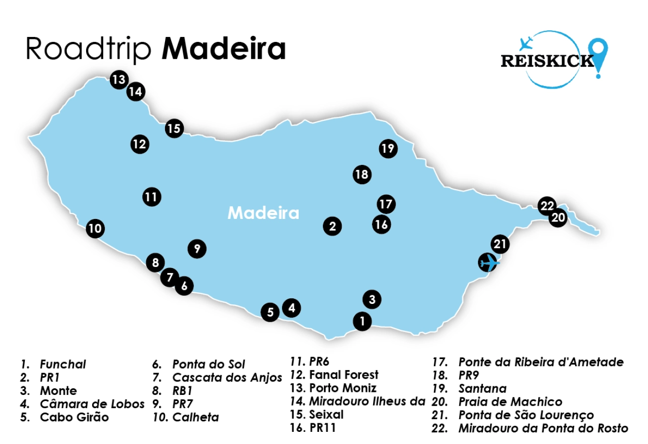 Madeira kaart Portugal - Reiskick