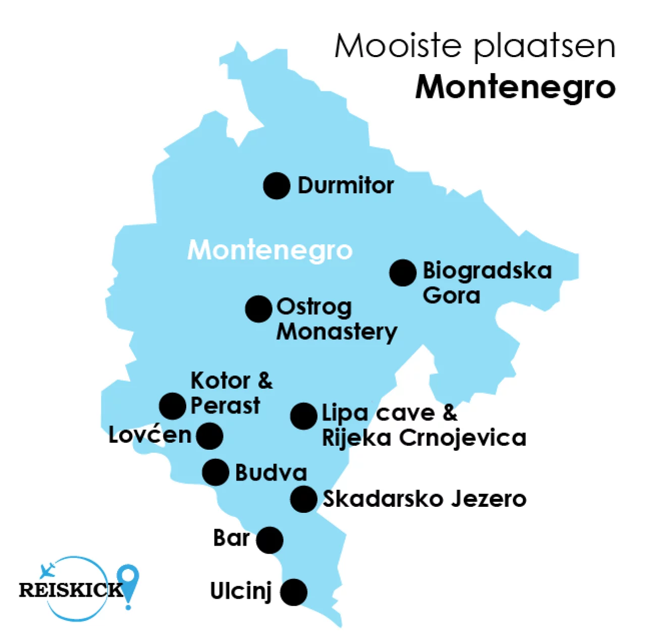Reiskick kaart Montenegro