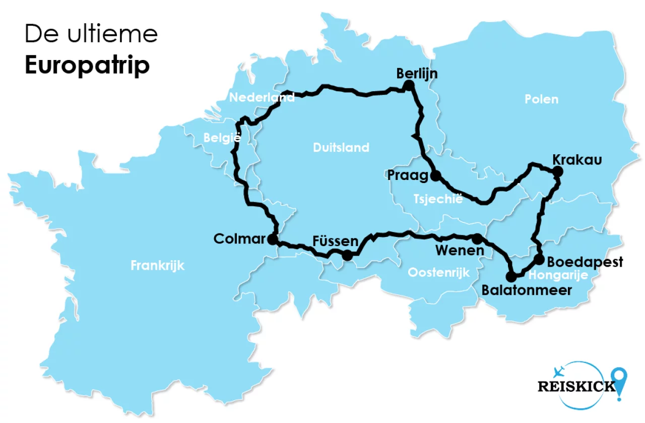 Ultieme roadtrip kaart Europa