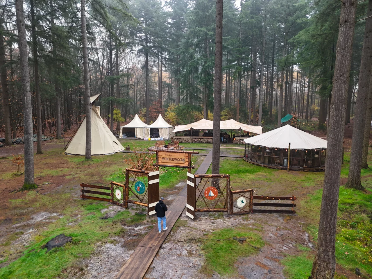 Drone foto Winterwoods Drenthe Travelbase - Reiskick